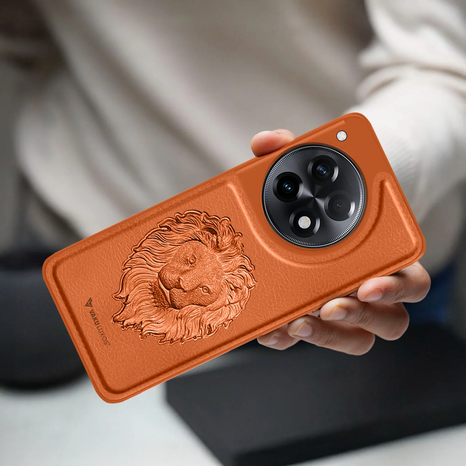 Vaku ® OnePlus 12R Lion Embossed Luxury Designer Leather Back Cover - Image 8