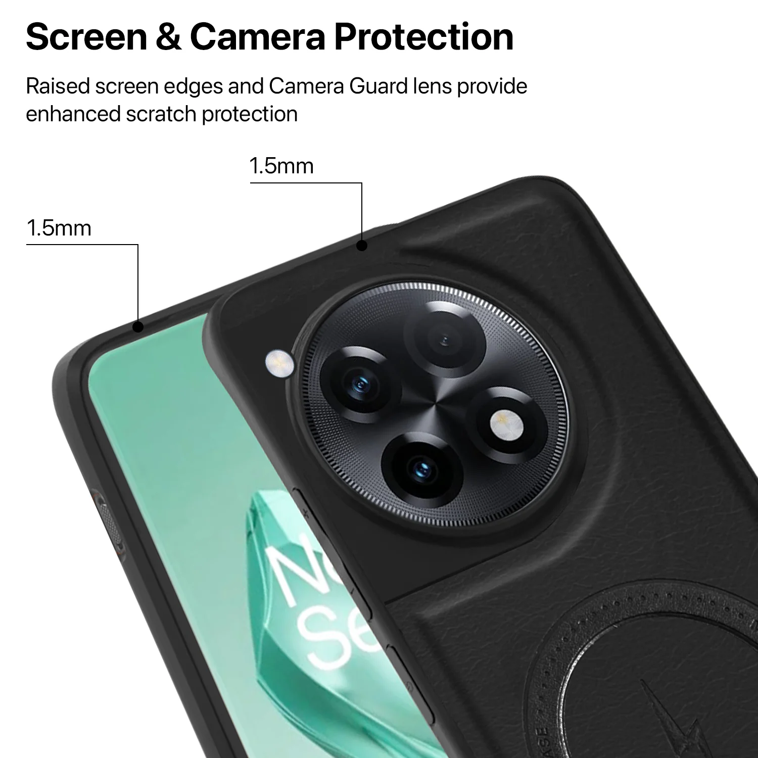 Vaku ® OnePlus 12R Maxtron Leather Stitched Magnetic Magsafe Back Cover - Image 4