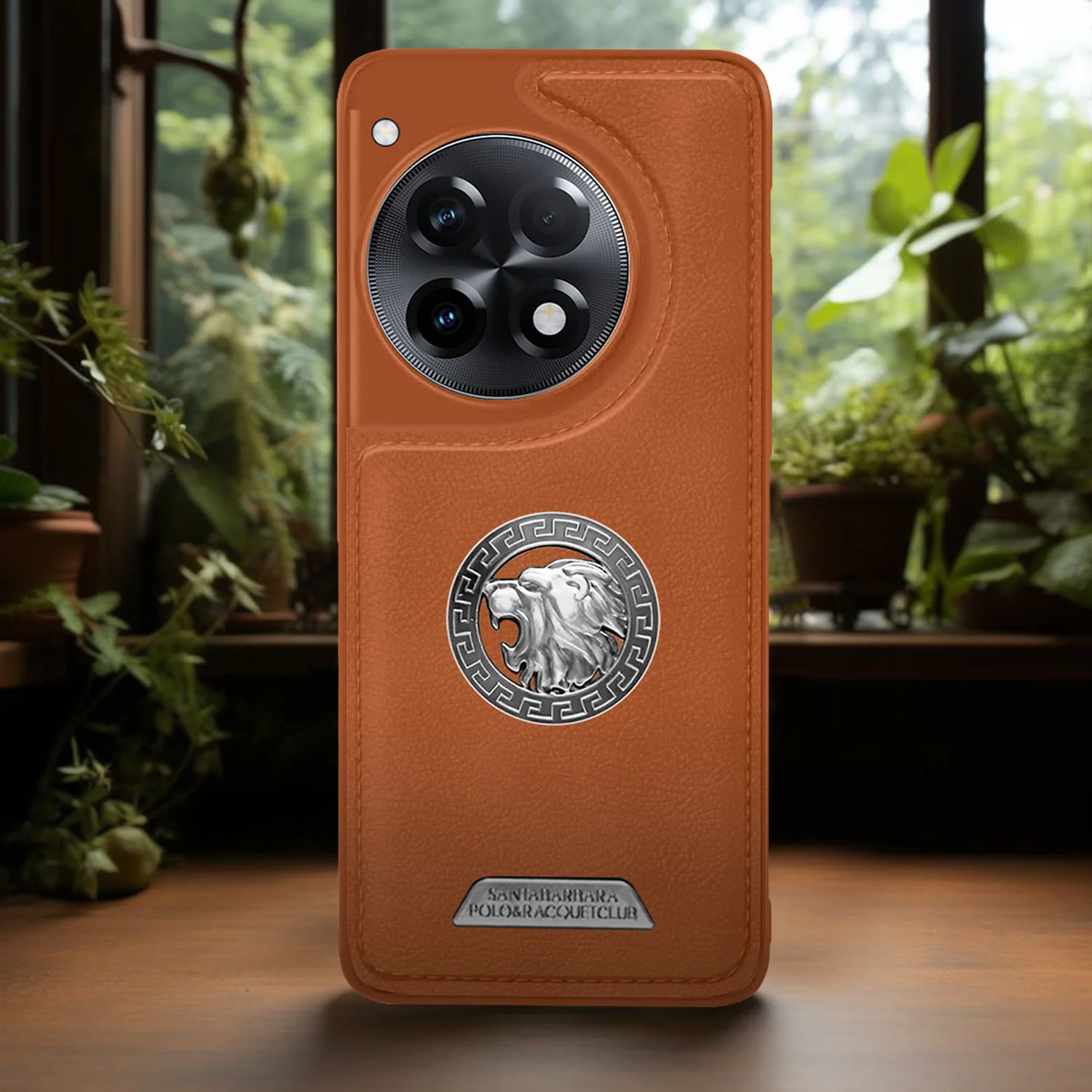 Vaku ® OnePlus 12R Regal Shield Metal Lion Engraved Leather Back Cover - Image 10