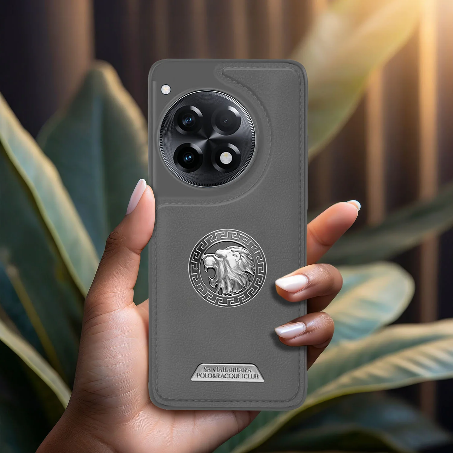 Vaku ® OnePlus 12R Regal Shield Metal Lion Engraved Leather Back Cover - Image 7