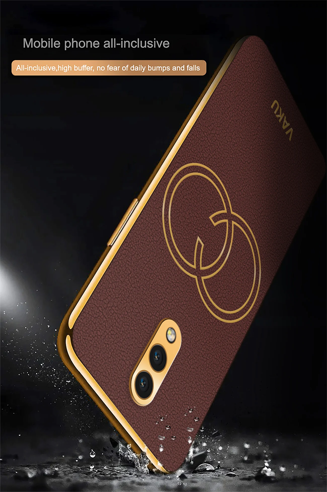Vaku® Oneplus 7 Skylar Leather Pattern Gold Electroplated Soft TPU Back Cover - Image 12