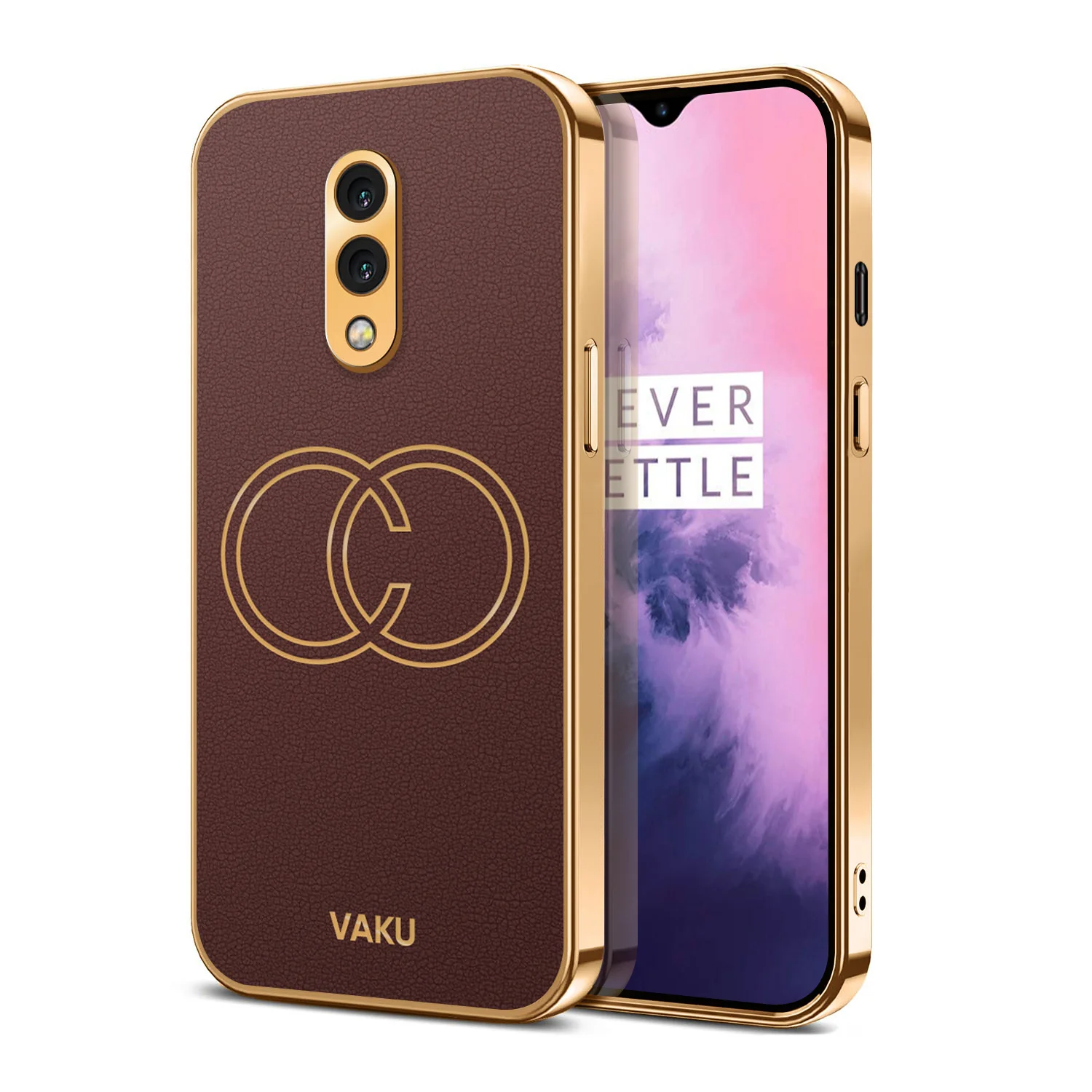 Vaku® Oneplus 7 Skylar Leather Pattern Gold Electroplated Soft TPU Back Cover - Image 13
