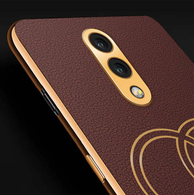 Vaku® Oneplus 7 Skylar Leather Pattern Gold Electroplated Soft TPU Back Cover - Image 2