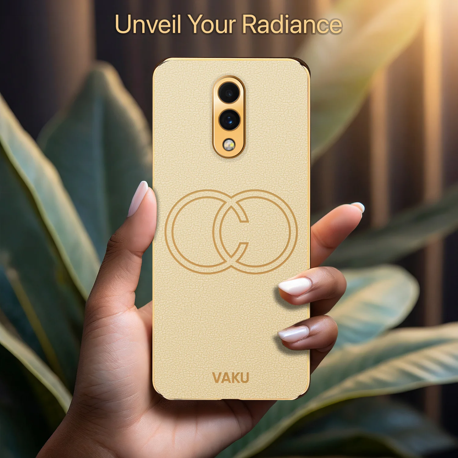 Vaku® Oneplus 7 Skylar Leather Pattern Gold Electroplated Soft TPU Back Cover - Image 8