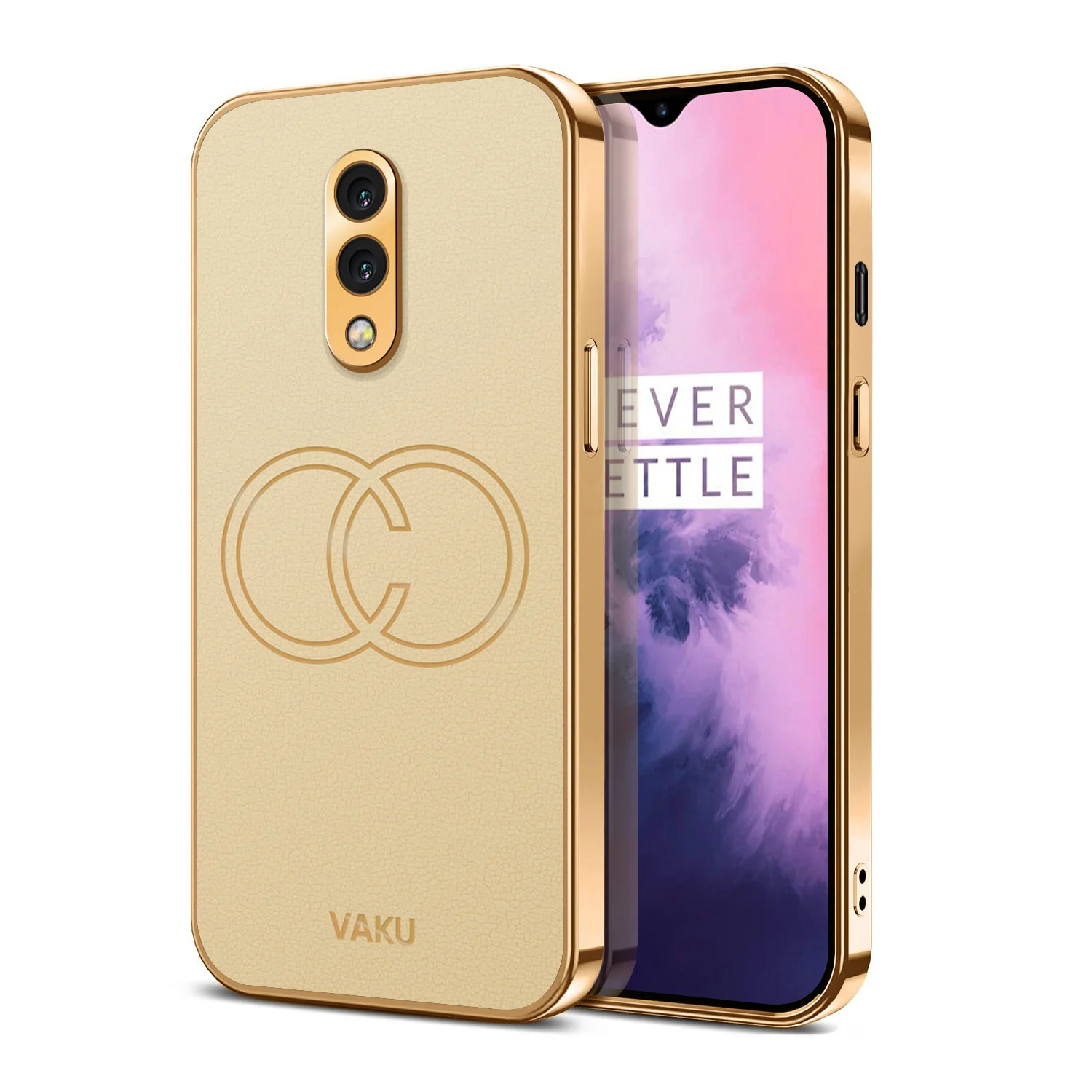 Vaku® Oneplus 7 Skylar Leather Pattern Gold Electroplated Soft TPU Back Cover - Image 9