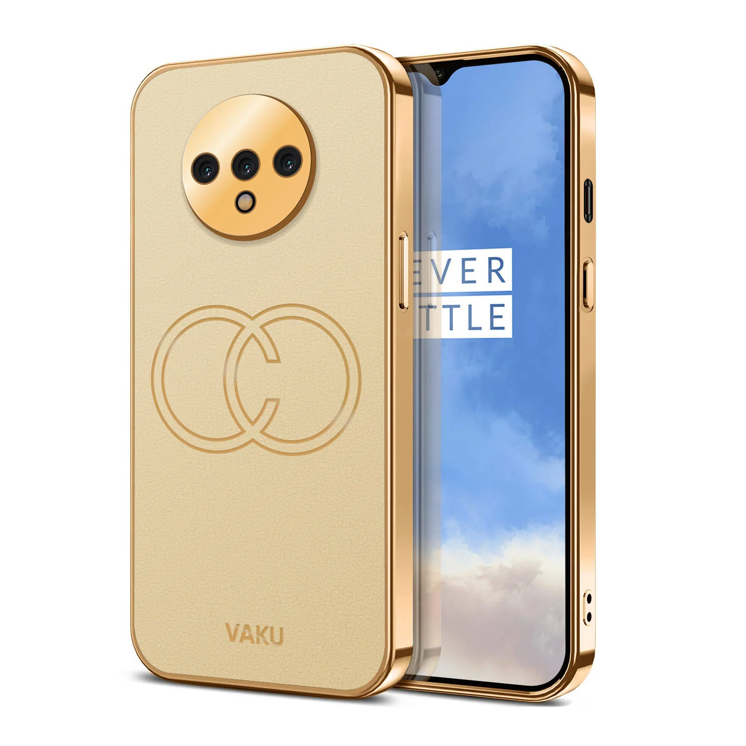 Vaku® OnePlus 7T Skylar Leather Pattern Gold Electroplated Soft TPU Back Cover - Image 10