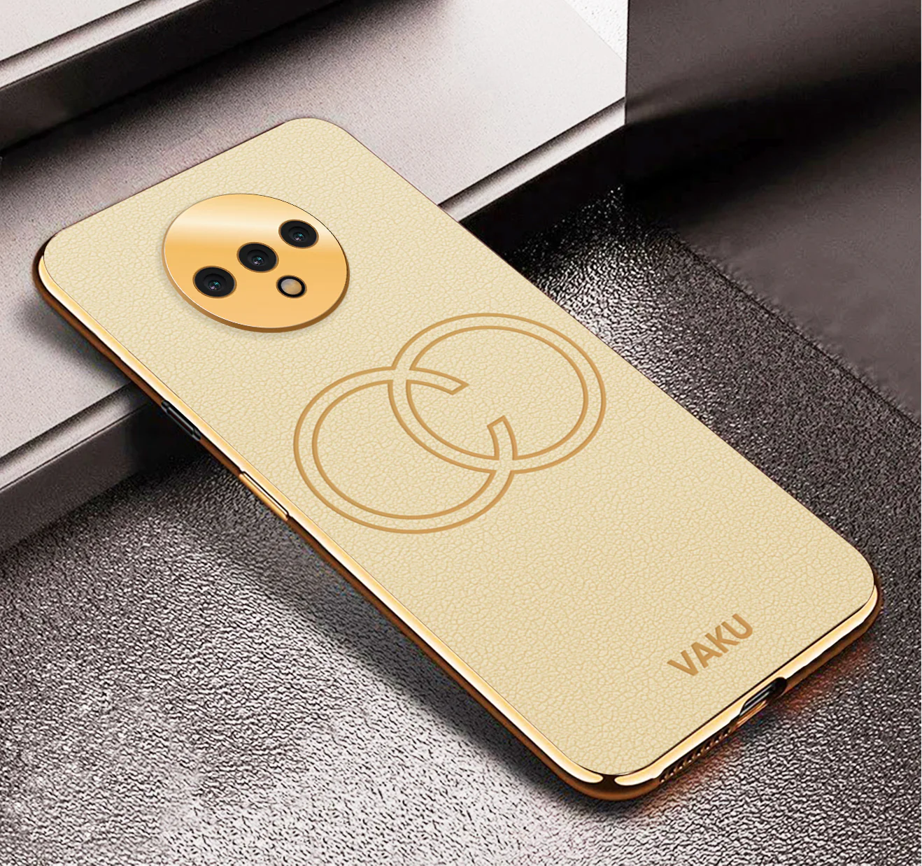 Vaku® OnePlus 7T Skylar Leather Pattern Gold Electroplated Soft TPU Back Cover - Image 14