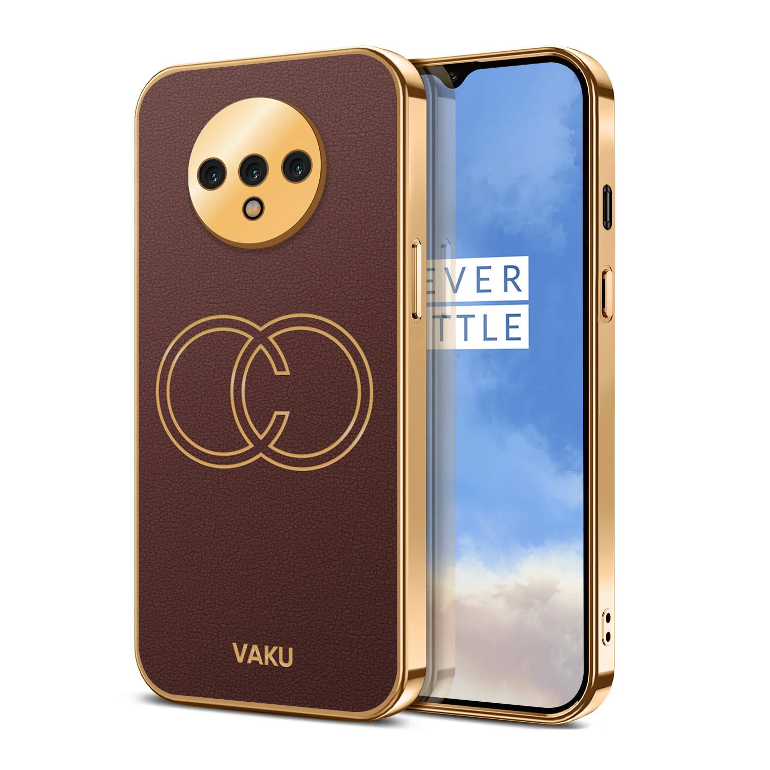 Vaku® OnePlus 7T Skylar Leather Pattern Gold Electroplated Soft TPU Back Cover - Image 17