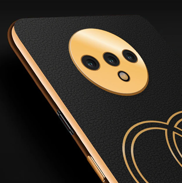Vaku® OnePlus 7T Skylar Leather Pattern Gold Electroplated Soft TPU Back Cover - Image 2