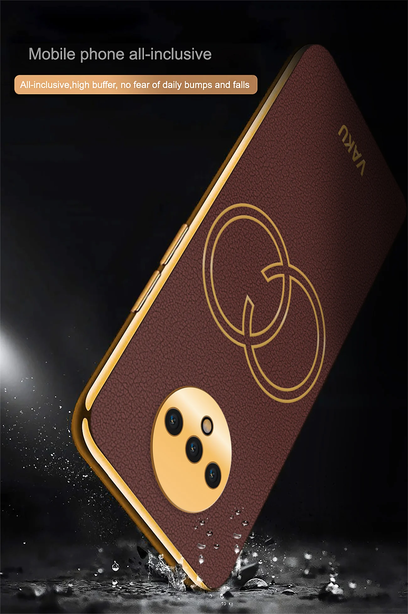 Vaku® OnePlus 7T Skylar Leather Pattern Gold Electroplated Soft TPU Back Cover - Image 6
