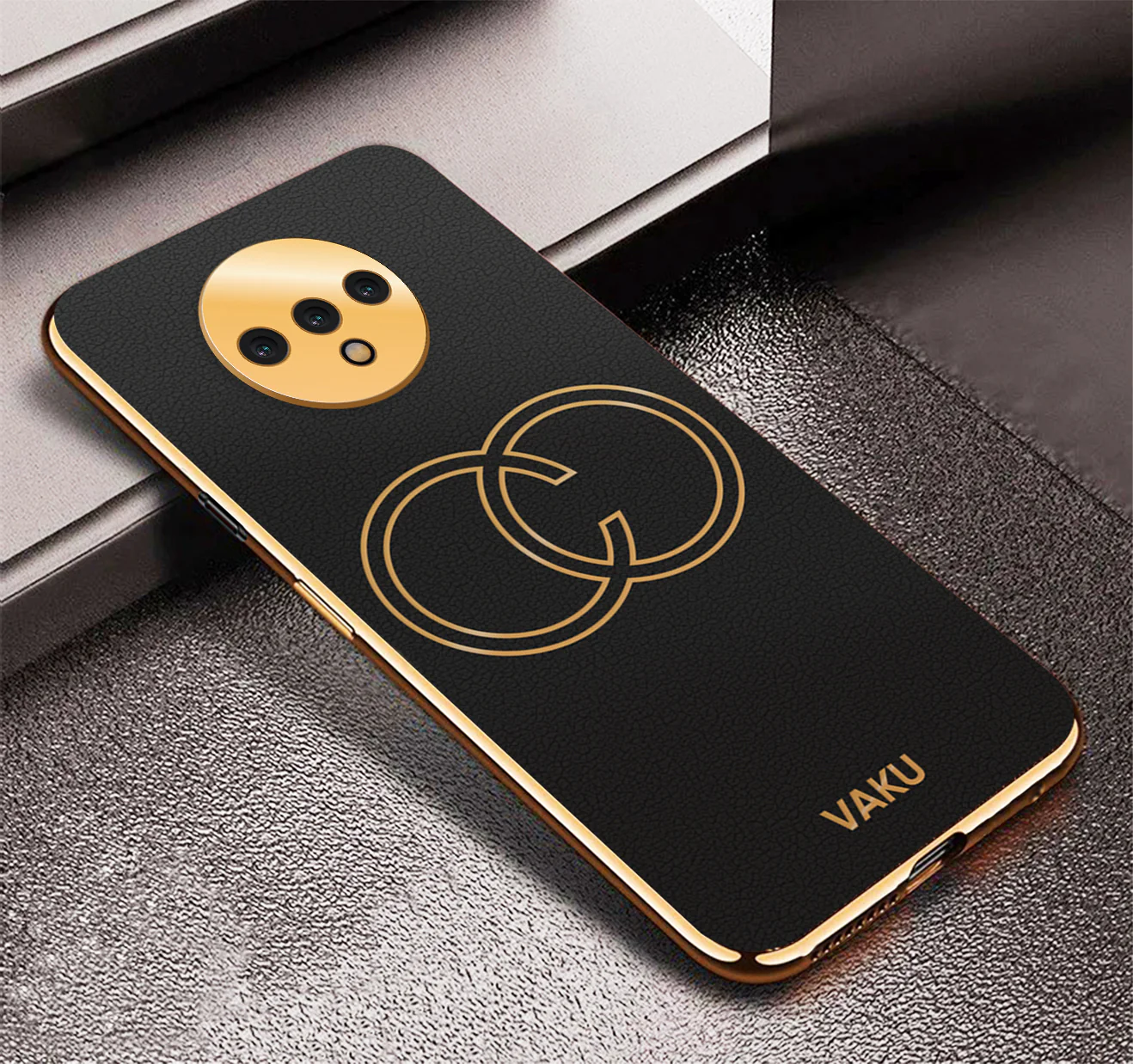 Vaku® OnePlus 7T Skylar Leather Pattern Gold Electroplated Soft TPU Back Cover - Image 8