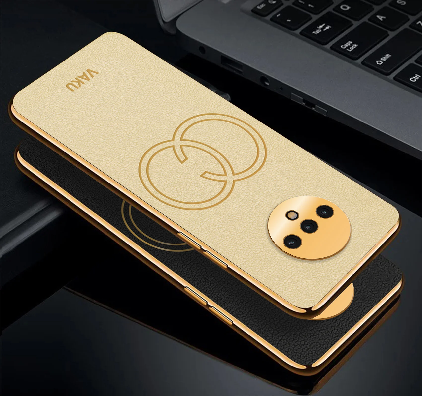 Vaku® OnePlus 7T Skylar Leather Pattern Gold Electroplated Soft TPU Back Cover - Image 9