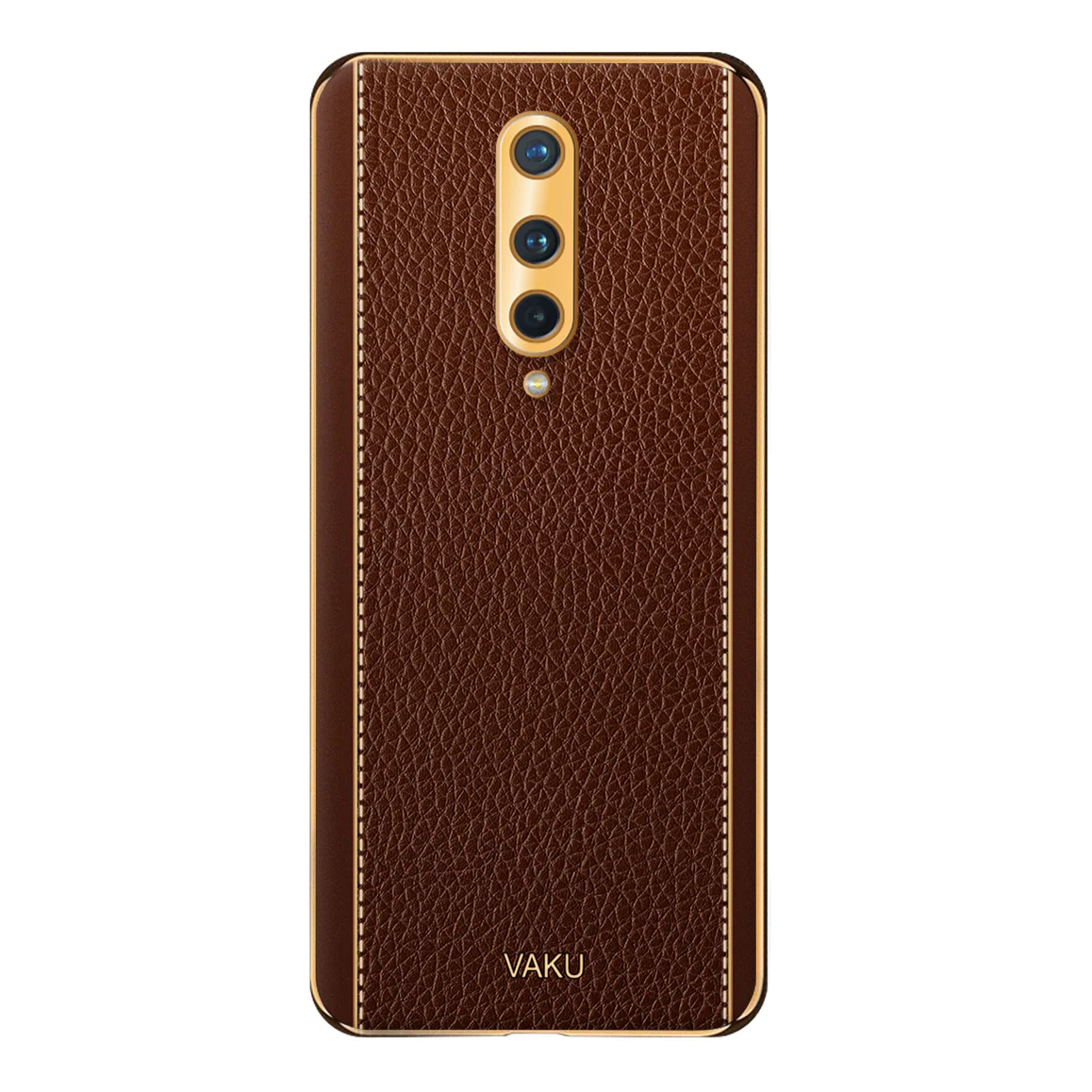 Vaku® OnePlus 8 Luxemberg Series Leather Stitched Gold Electroplated Soft TPU Back Cover - Image 14