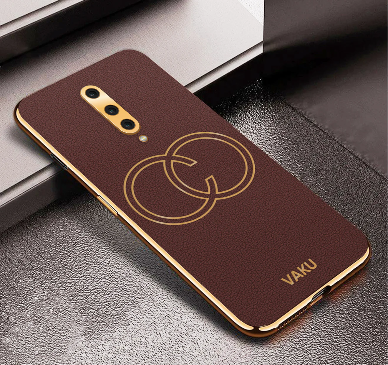 Vaku® OnePlus 8 Skylar Leather Pattern Gold Electroplated Soft TPU Back Cover - Image 11