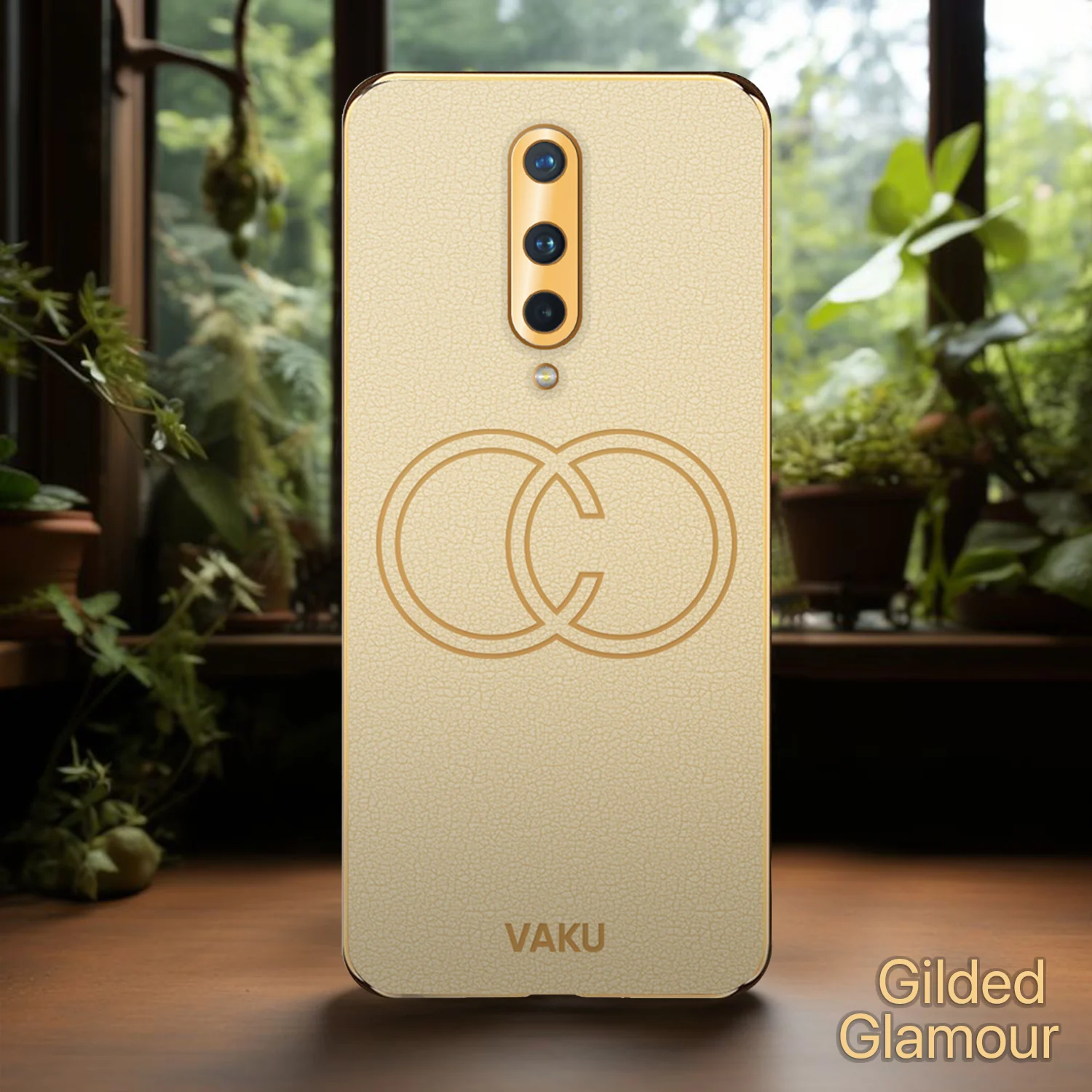 Vaku® OnePlus 8 Skylar Leather Pattern Gold Electroplated Soft TPU Back Cover - Image 15