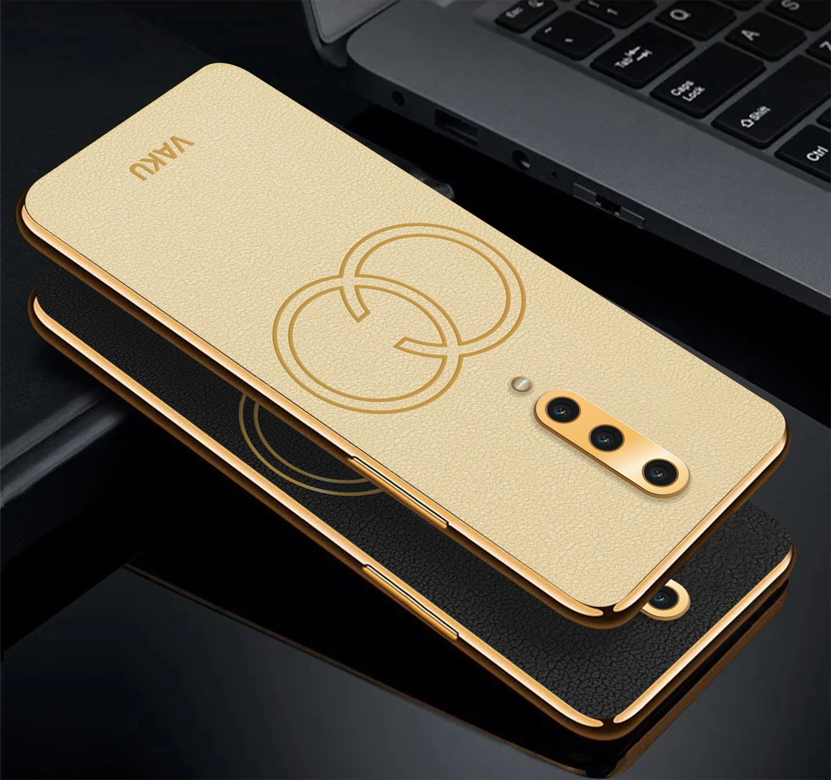 Vaku® OnePlus 8 Skylar Leather Pattern Gold Electroplated Soft TPU Back Cover - Image 2