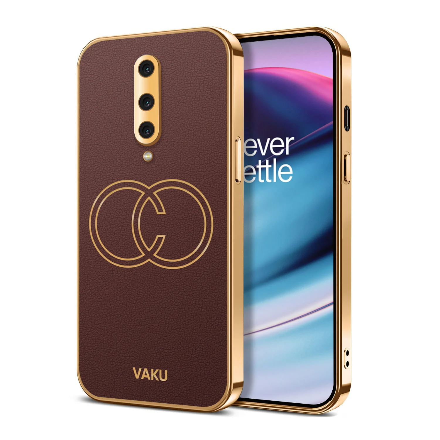 Vaku® OnePlus 8 Skylar Leather Pattern Gold Electroplated Soft TPU Back Cover - Image 3