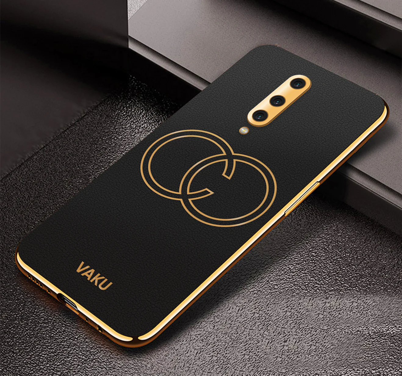 Vaku® OnePlus 8 Skylar Leather Pattern Gold Electroplated Soft TPU Back Cover - Image 4