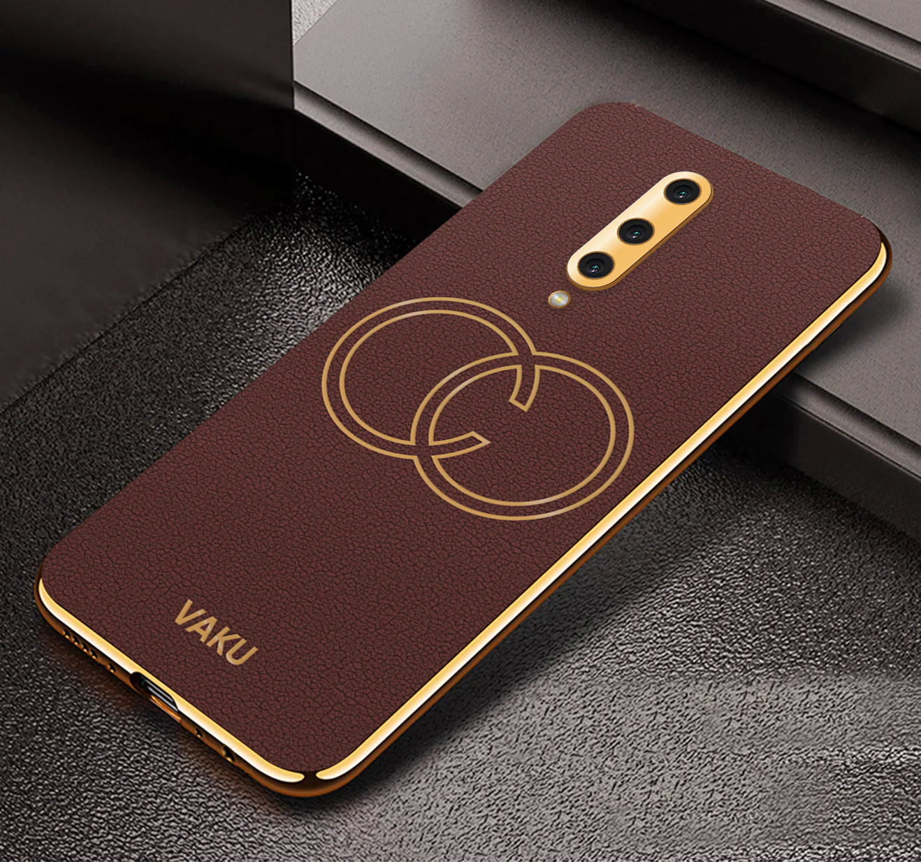 Vaku® OnePlus 8 Skylar Leather Pattern Gold Electroplated Soft TPU Back Cover - Image 6