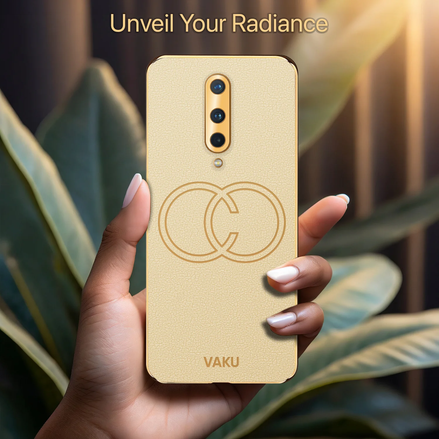 Vaku® OnePlus 8 Skylar Leather Pattern Gold Electroplated Soft TPU Back Cover - Image 7