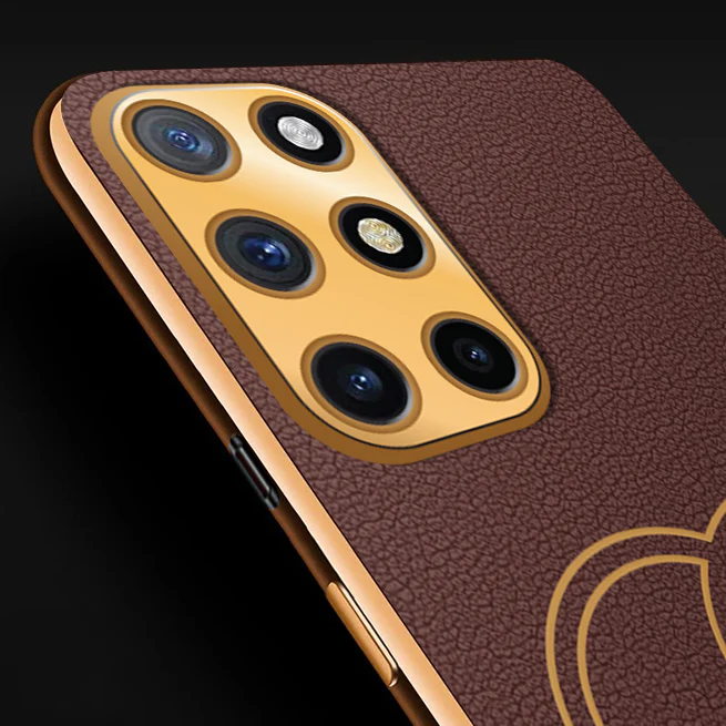 Vaku® OnePlus 8T Skylar Leather Pattern Gold Electroplated Soft TPU Back Cover - Image 2