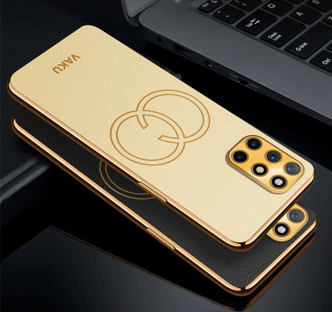 Vaku® OnePlus 8T Skylar Leather Pattern Gold Electroplated Soft TPU Back Cover - Image 3
