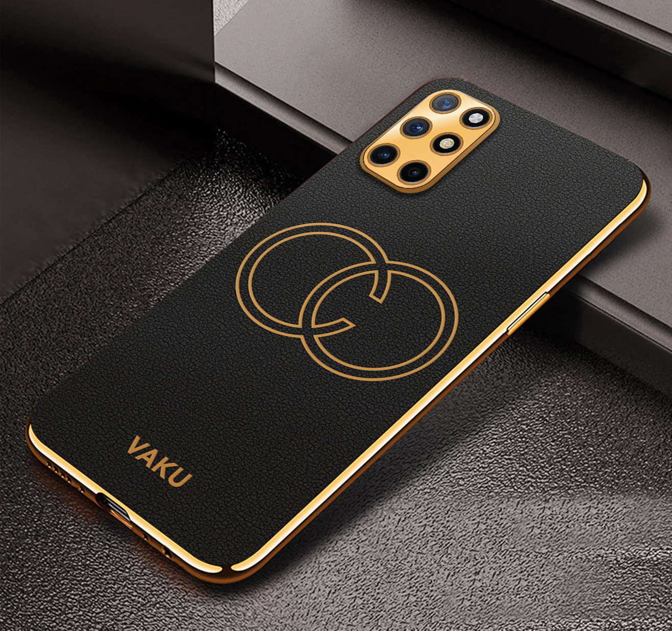 Vaku® OnePlus 8T Skylar Leather Pattern Gold Electroplated Soft TPU Back Cover - Image 4