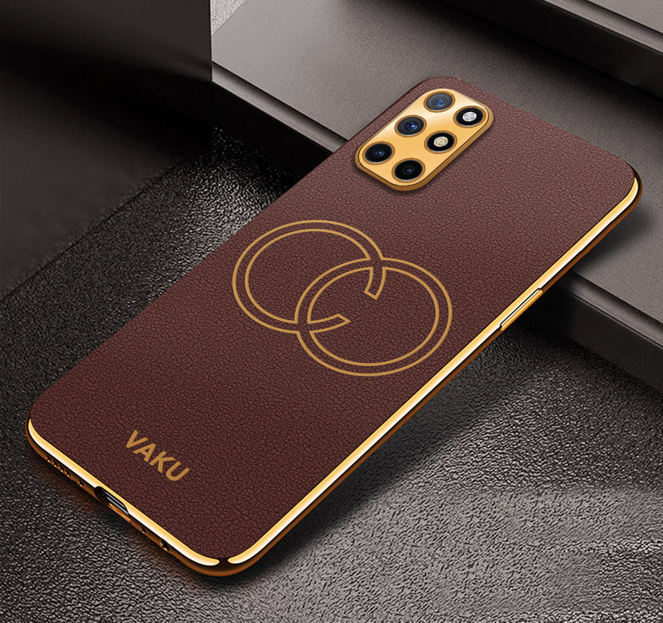Vaku® OnePlus 8T Skylar Leather Pattern Gold Electroplated Soft TPU Back Cover - Image 6