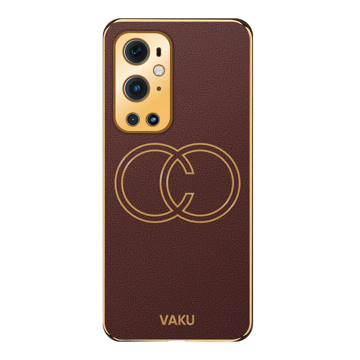 Vaku® OnePlus 9 Pro Skylar Series Leather Stitched Gold Electroplated Soft TPU Back Cover - Image 14