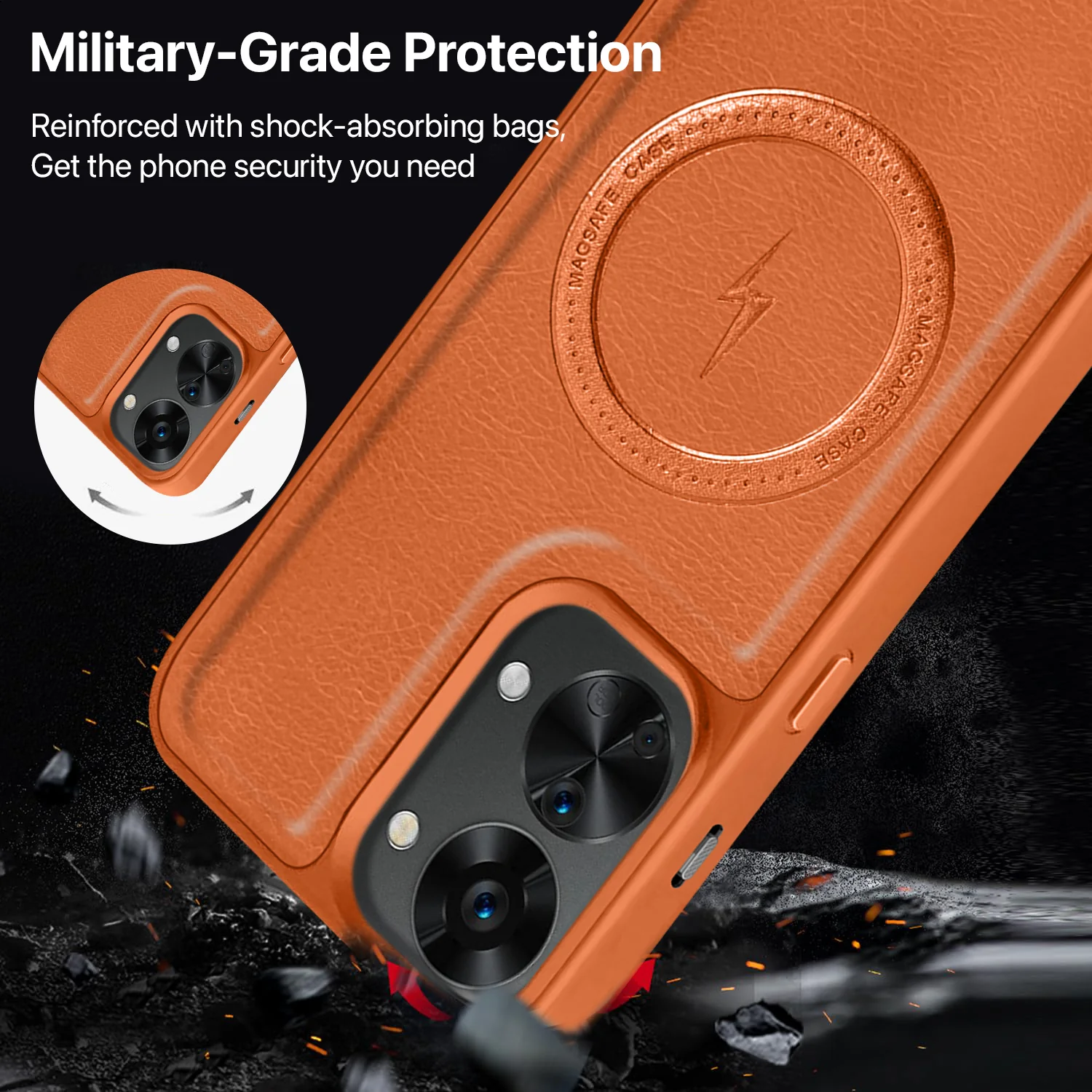 Vaku ® Oneplus Nord 2T Maxtron Leather Stitched Magnetic Magsafe Back Cover - Image 2