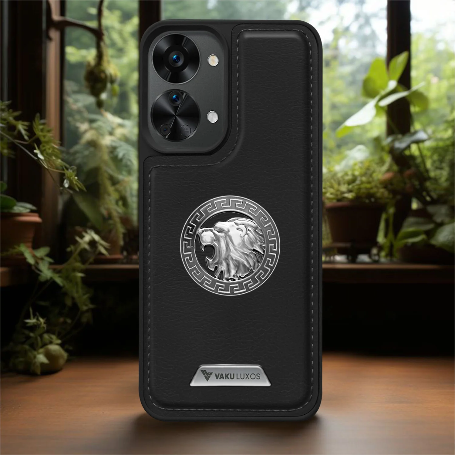 Vaku ® Oneplus Nord 2T Regal Shield Metal Lion Engraved Leather Back Cover - Image 12