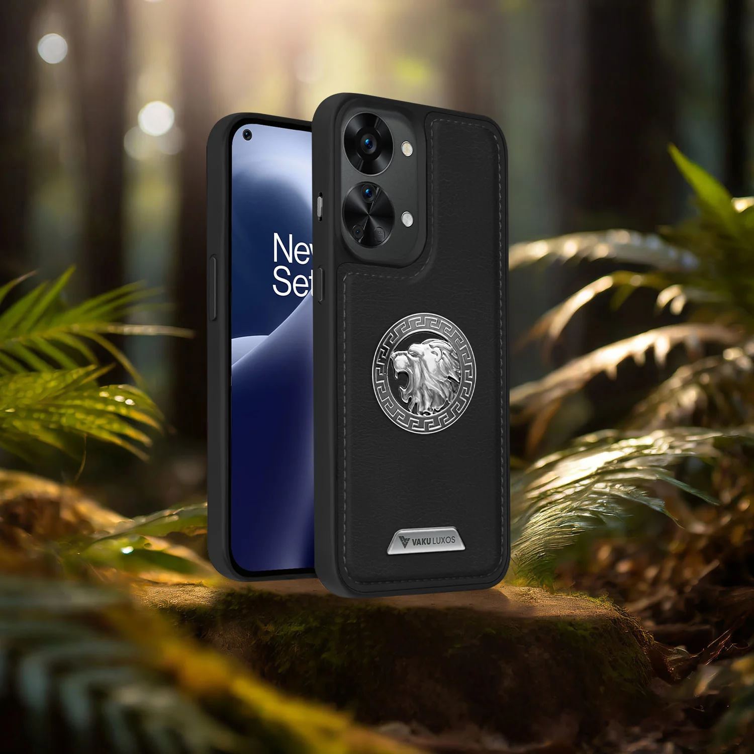 Vaku ® Oneplus Nord 2T Regal Shield Metal Lion Engraved Leather Back Cover - Image 14