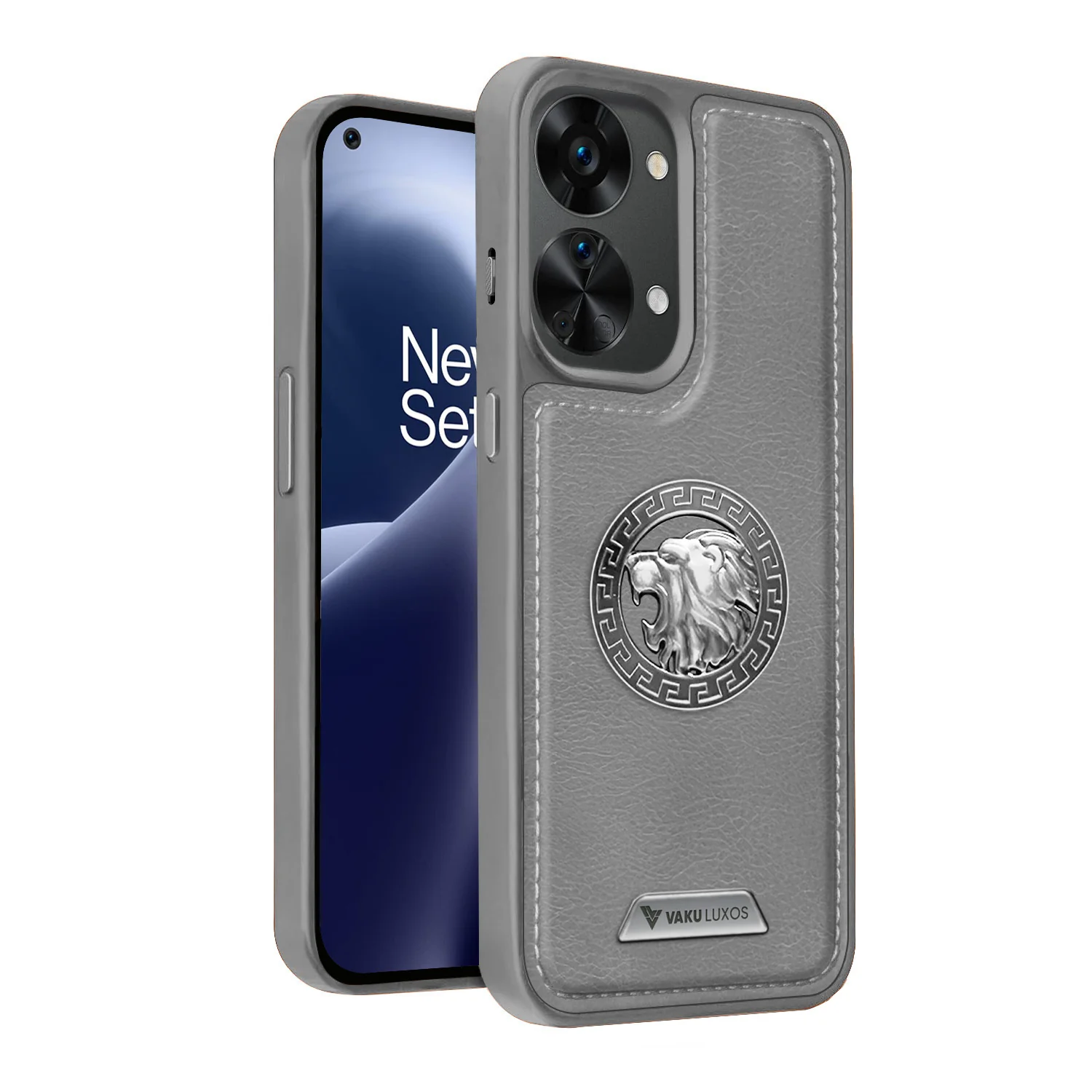 Vaku ® Oneplus Nord 2T Regal Shield Metal Lion Engraved Leather Back Cover - Image 3