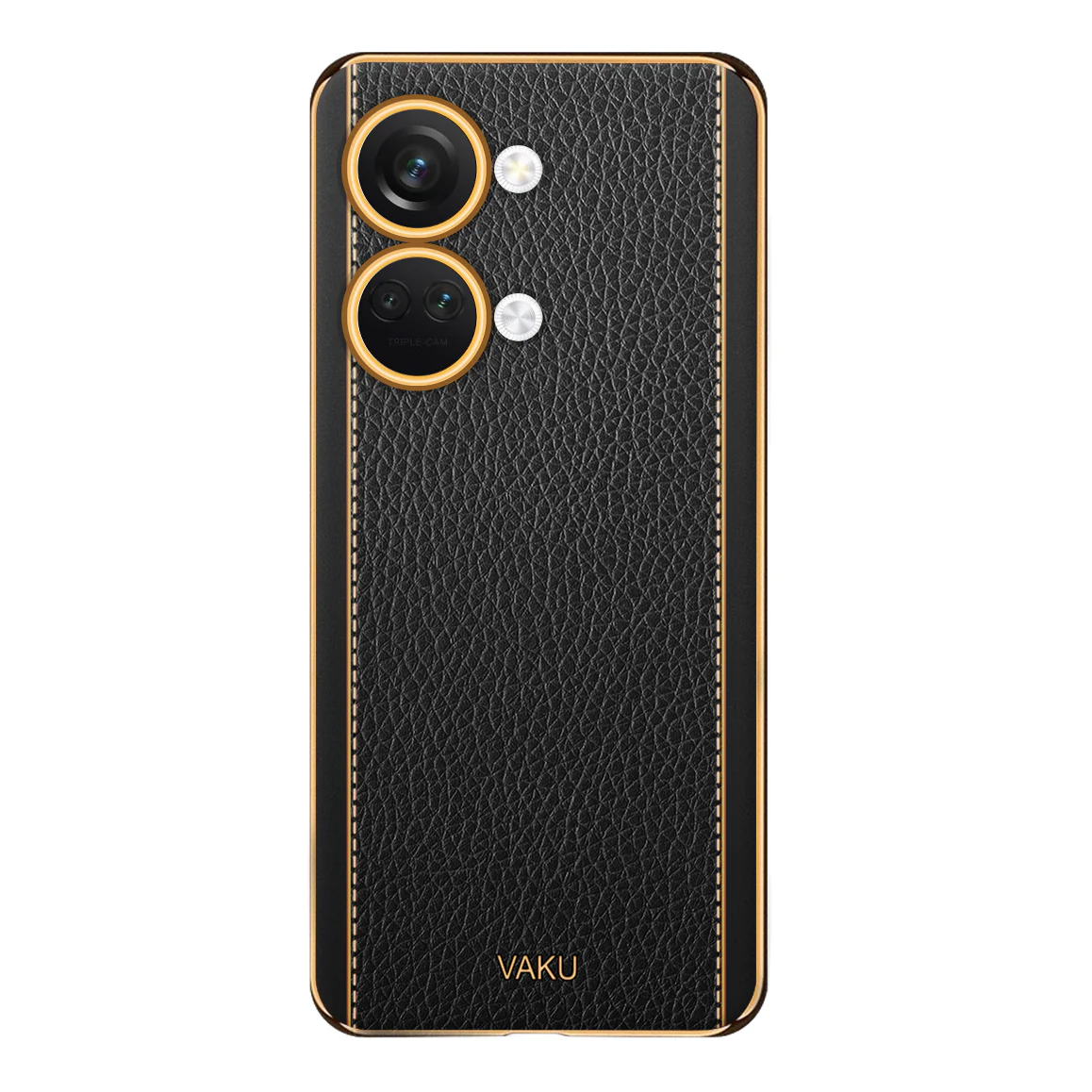 Vaku® OnePlus Nord 3 Luxemberg Series Leather Stitched Gold Electroplated Soft TPU Back Cover - Image 14