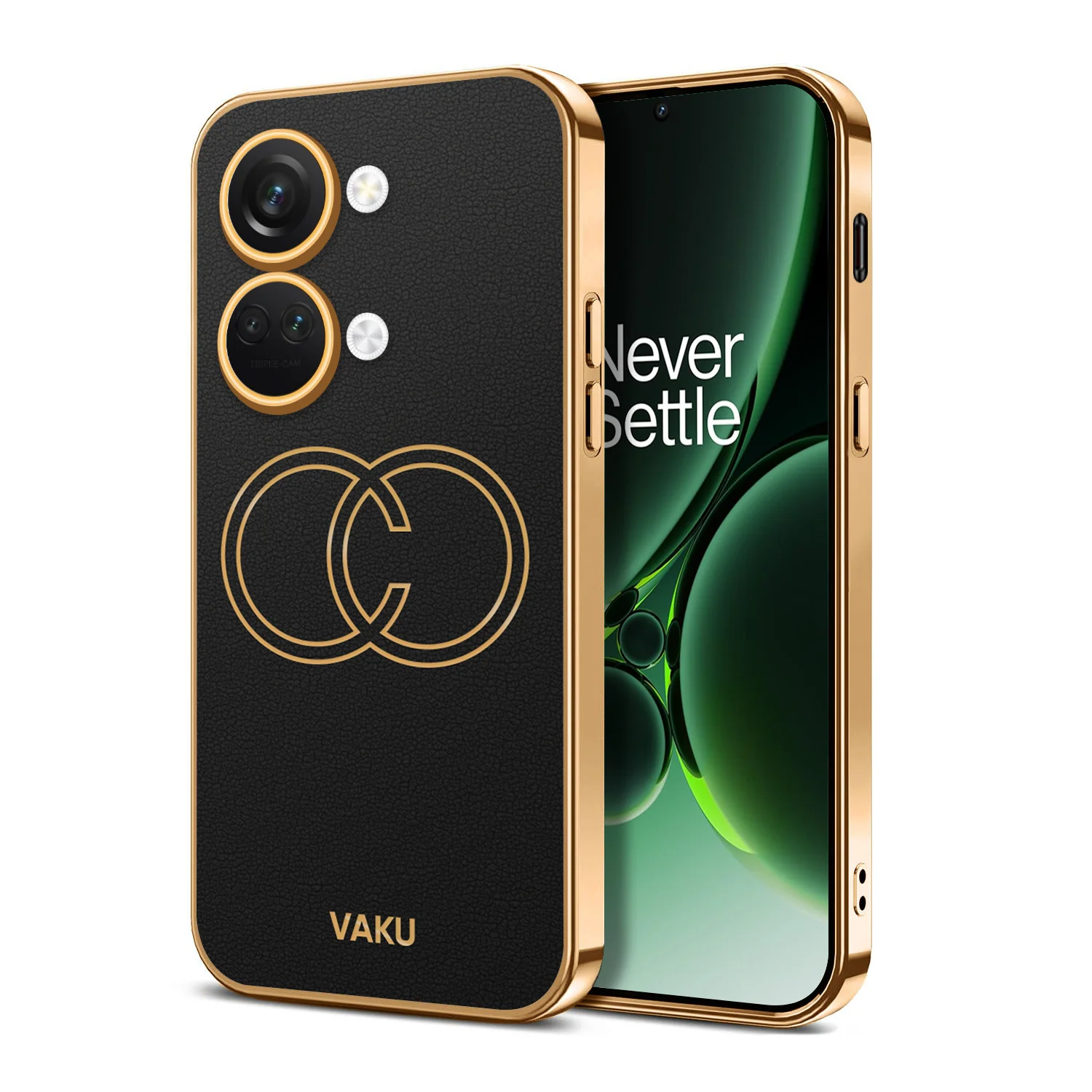 Vaku ® OnePlus Nord 3 Skylar Series Leather Stitched Gold Electroplated Soft TPU Back Cover - Image 11