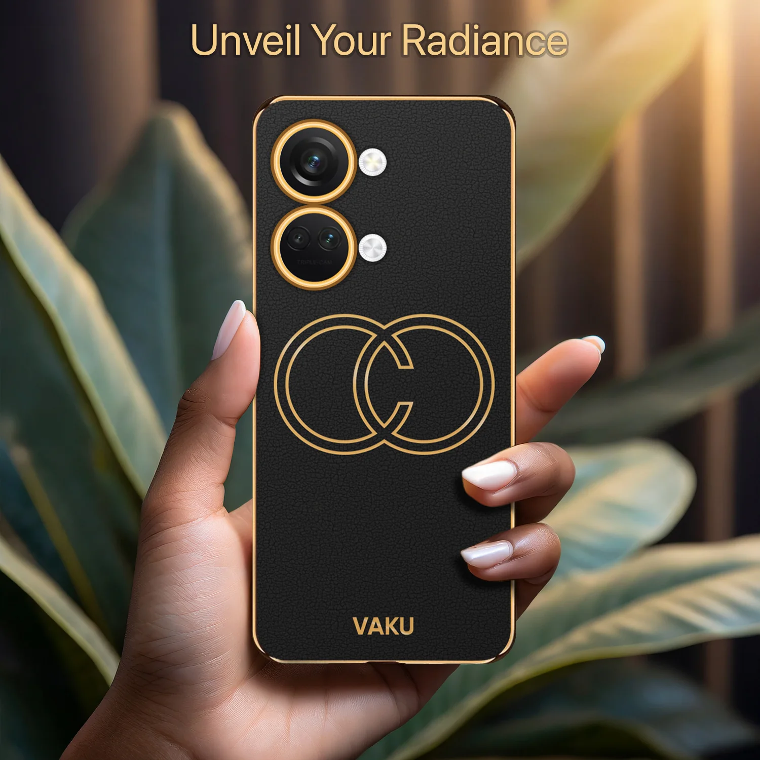Vaku ® OnePlus Nord 3 Skylar Series Leather Stitched Gold Electroplated Soft TPU Back Cover - Image 12