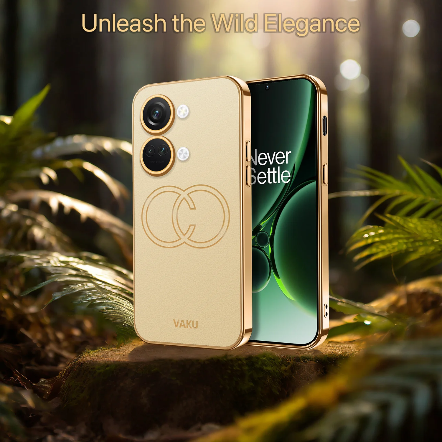 Vaku ® OnePlus Nord 3 Skylar Series Leather Stitched Gold Electroplated Soft TPU Back Cover - Image 17
