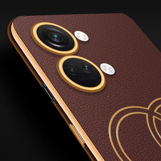 Vaku ® OnePlus Nord 3 Skylar Series Leather Stitched Gold Electroplated Soft TPU Back Cover - Image 2