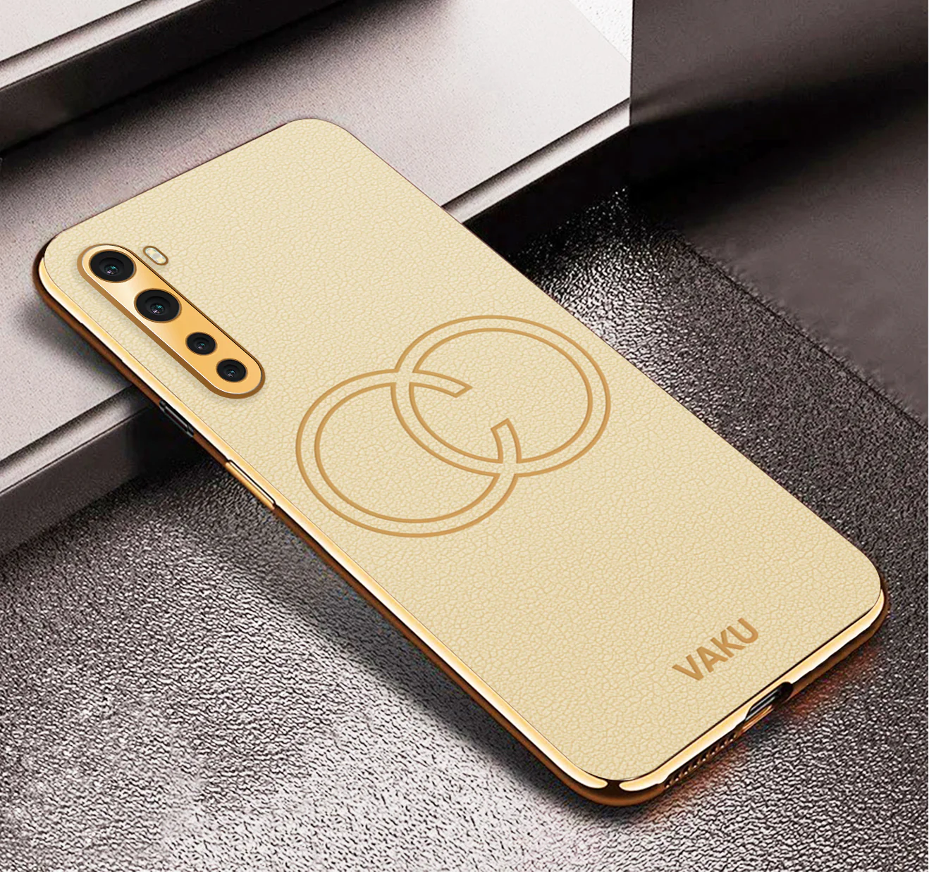 Vaku® Oneplus Nord 4G Skylar Leather Pattern Gold Electroplated Soft TPU Back Cover - Image 13