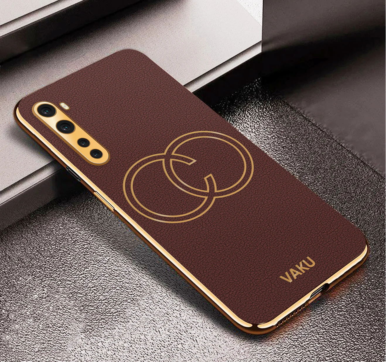 Vaku® Oneplus Nord 4G Skylar Leather Pattern Gold Electroplated Soft TPU Back Cover - Image 14