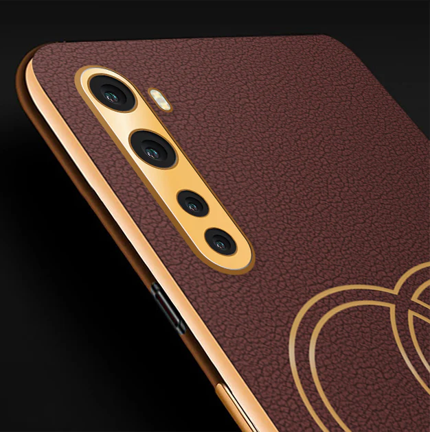 Vaku® Oneplus Nord 4G Skylar Leather Pattern Gold Electroplated Soft TPU Back Cover - Image 2