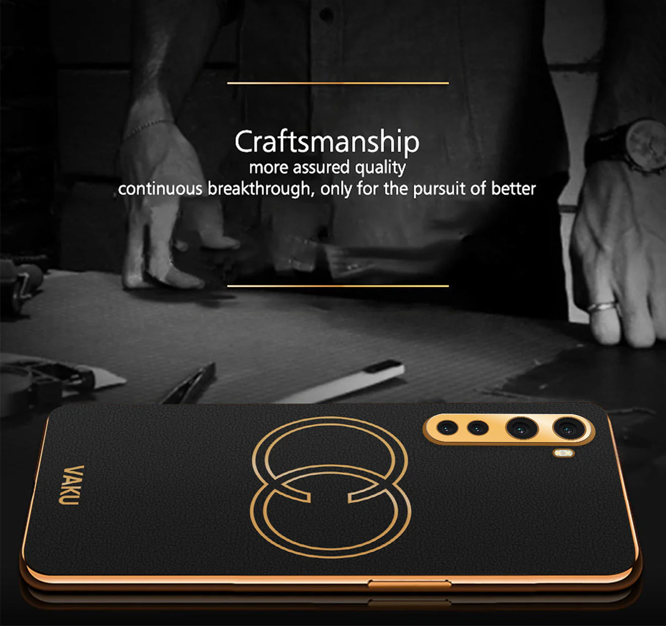 Vaku® Oneplus Nord 4G Skylar Leather Pattern Gold Electroplated Soft TPU Back Cover - Image 3