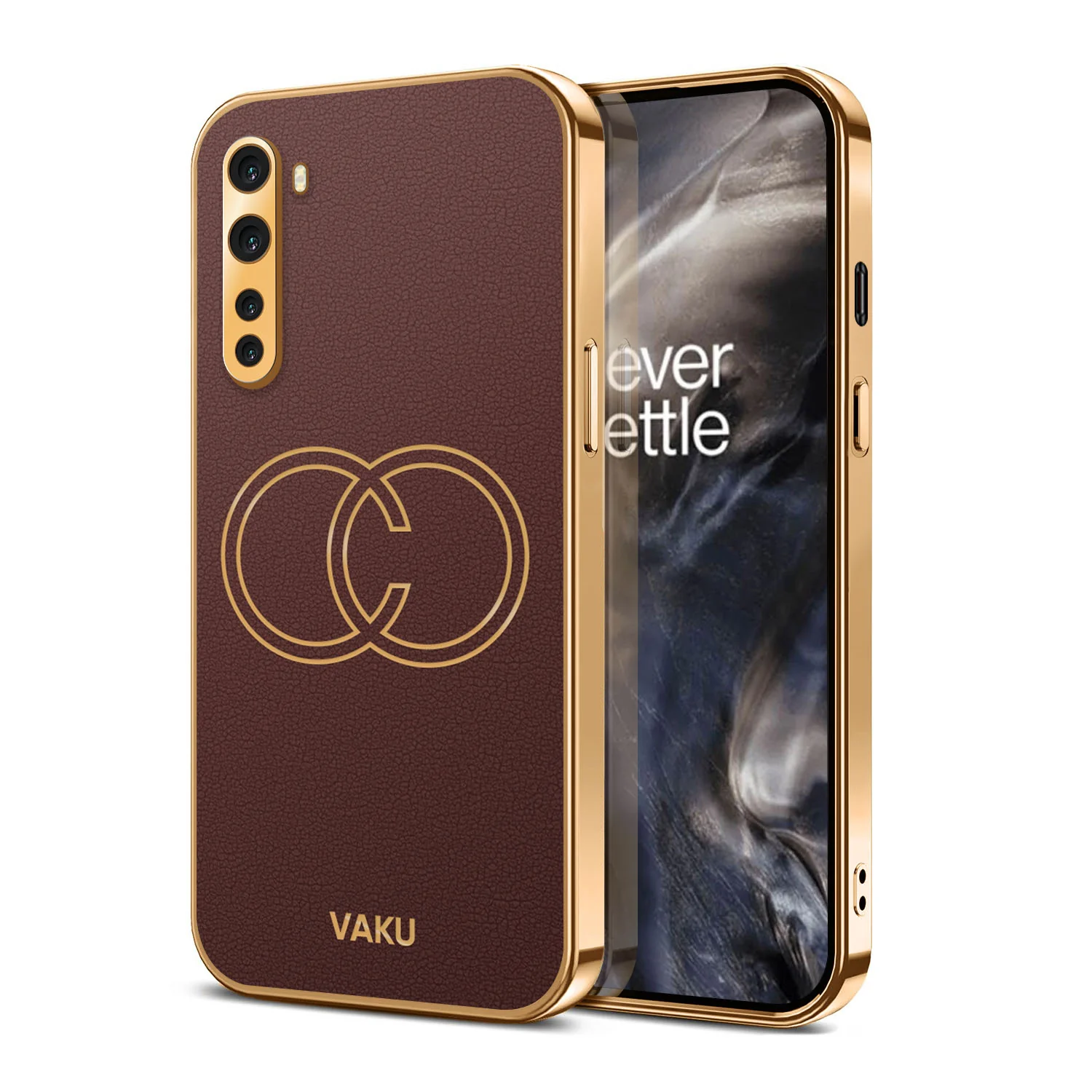Vaku® Oneplus Nord 4G Skylar Leather Pattern Gold Electroplated Soft TPU Back Cover - Image 4