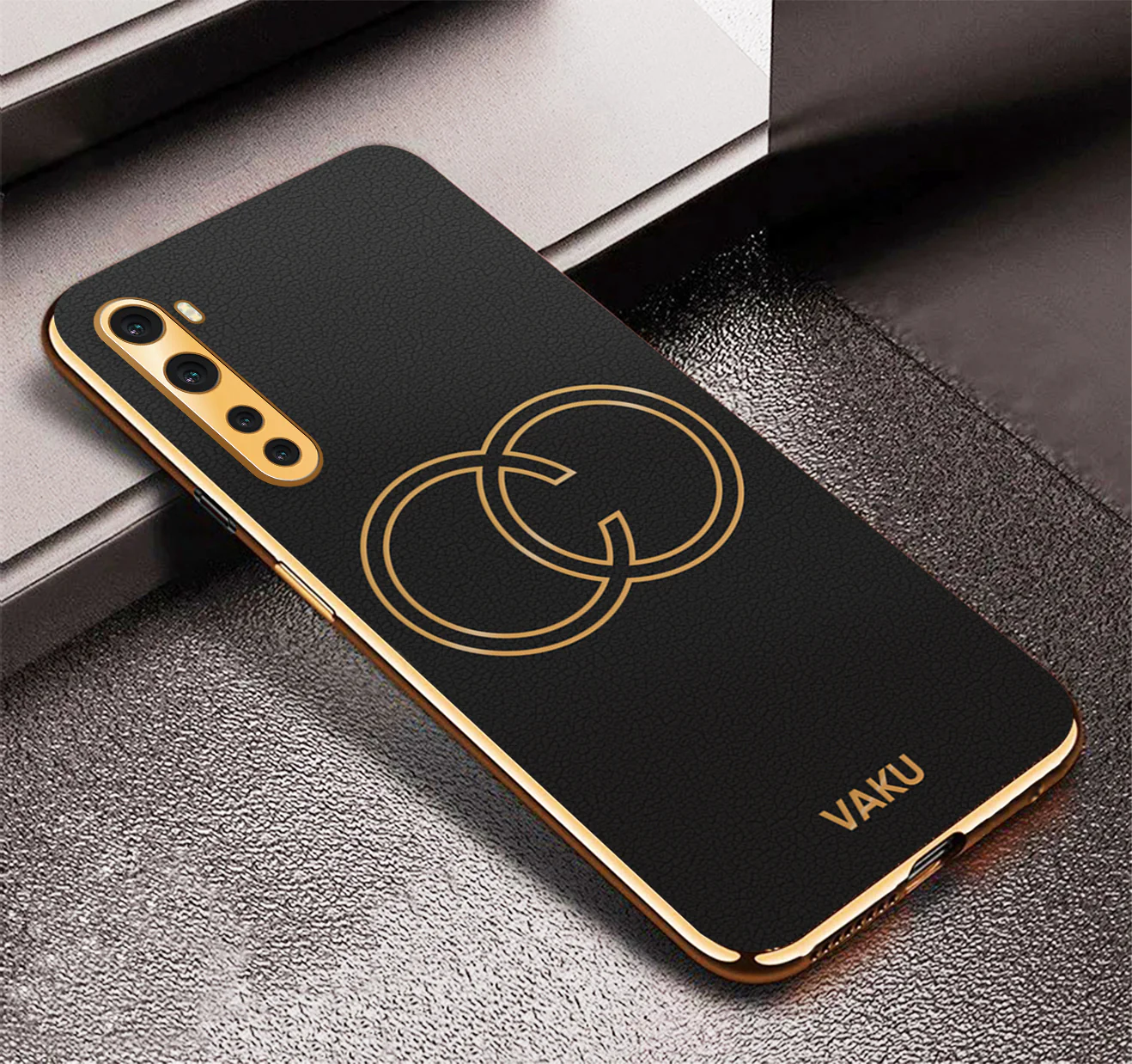 Vaku® Oneplus Nord 4G Skylar Leather Pattern Gold Electroplated Soft TPU Back Cover - Image 5