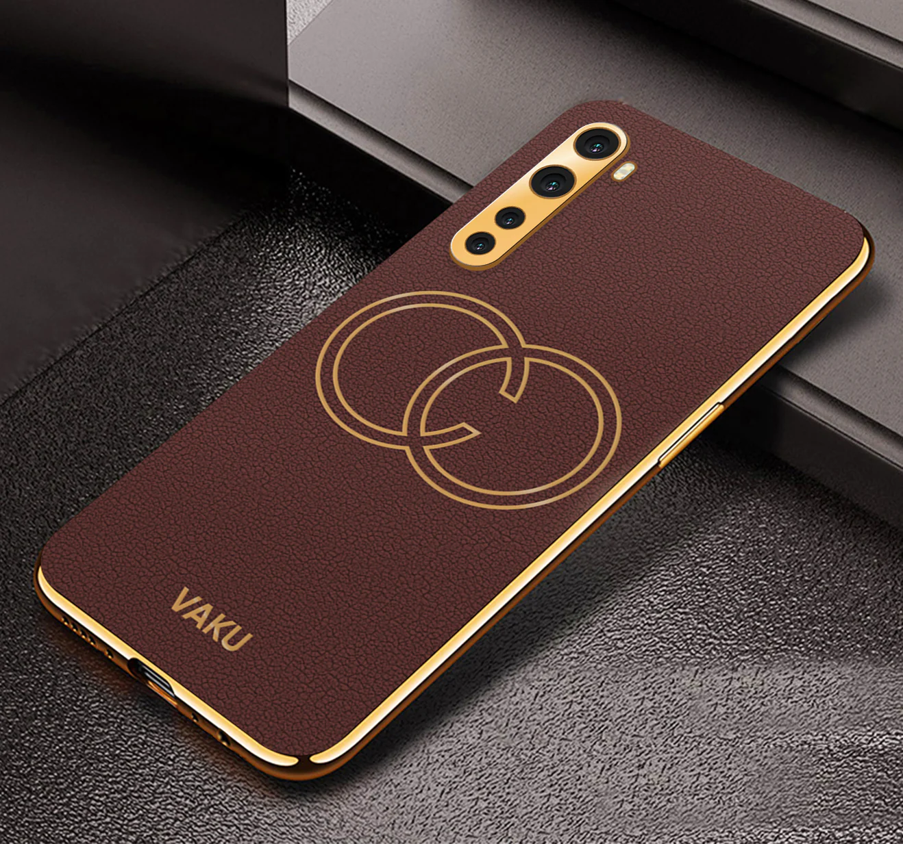 Vaku® Oneplus Nord 4G Skylar Leather Pattern Gold Electroplated Soft TPU Back Cover - Image 7