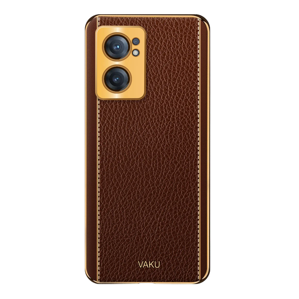Vaku® Oneplus Nord CE 2 5G Luxemberg Series Leather Stitched Gold Electroplated Soft TPU Back Cover - Image 13