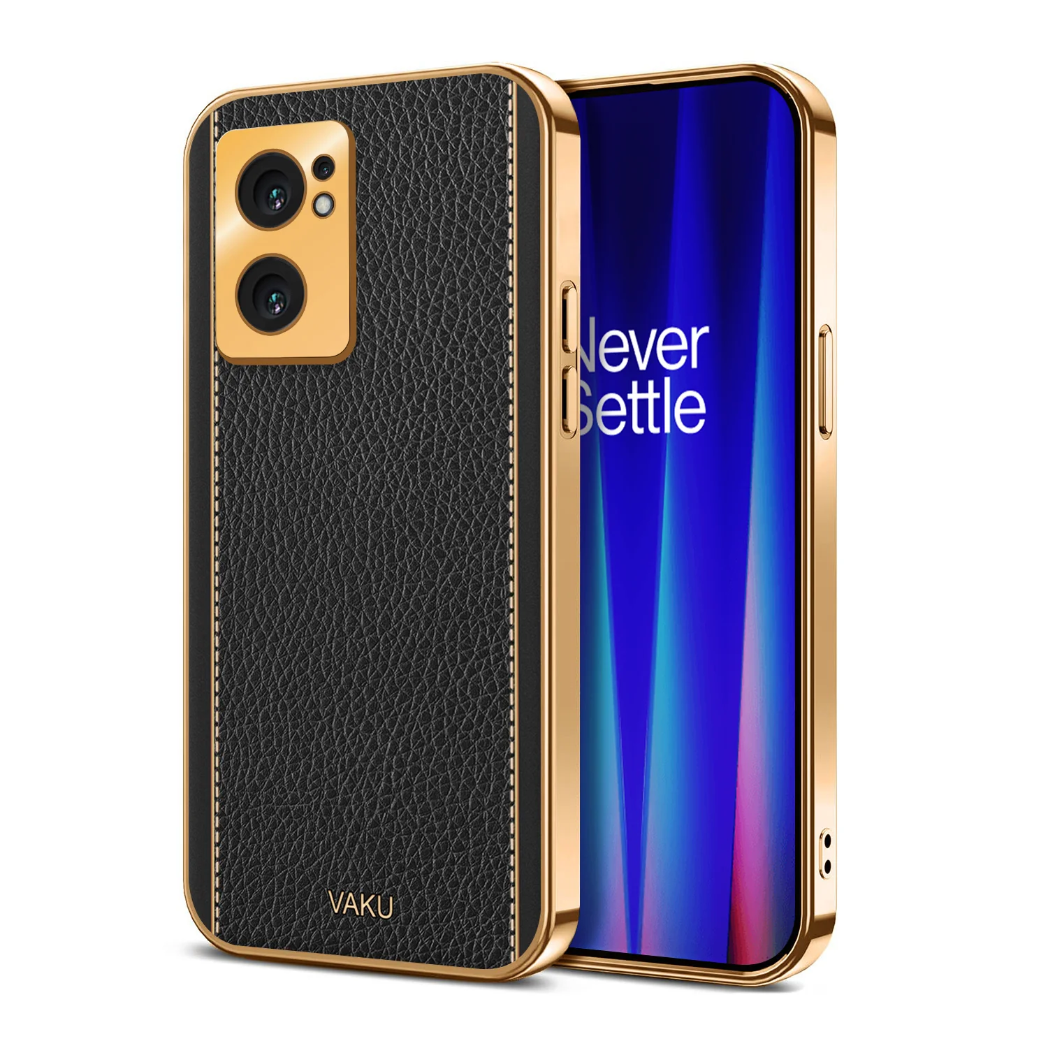 Vaku® Oneplus Nord CE 2 5G Luxemberg Series Leather Stitched Gold Electroplated Soft TPU Back Cover - Image 8