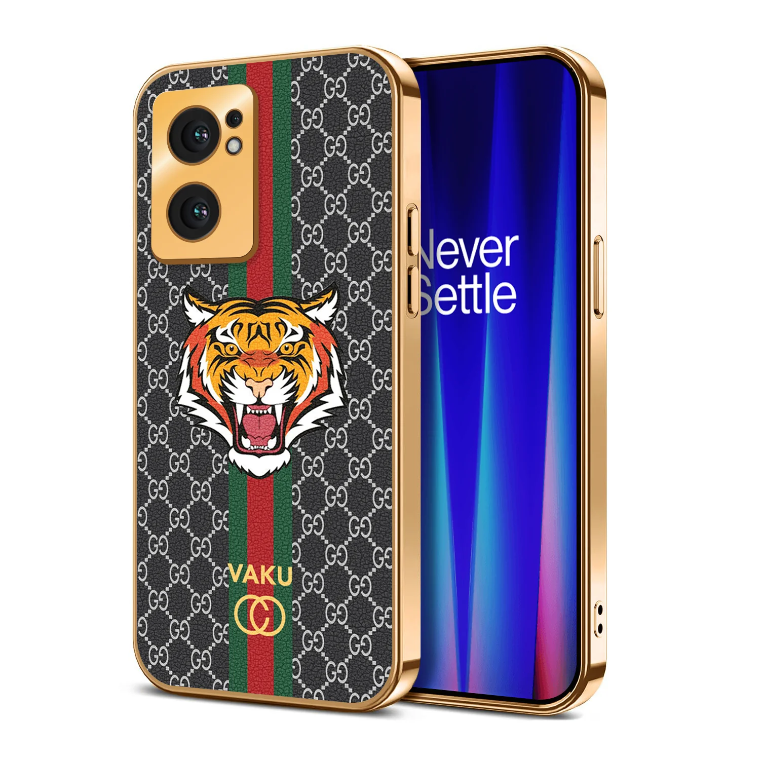 Vaku ® OnePlus Nord CE 2 5G Lynx Designer Leather Pattern Gold Electroplated Soft TPU Back Cover Case - Image 11