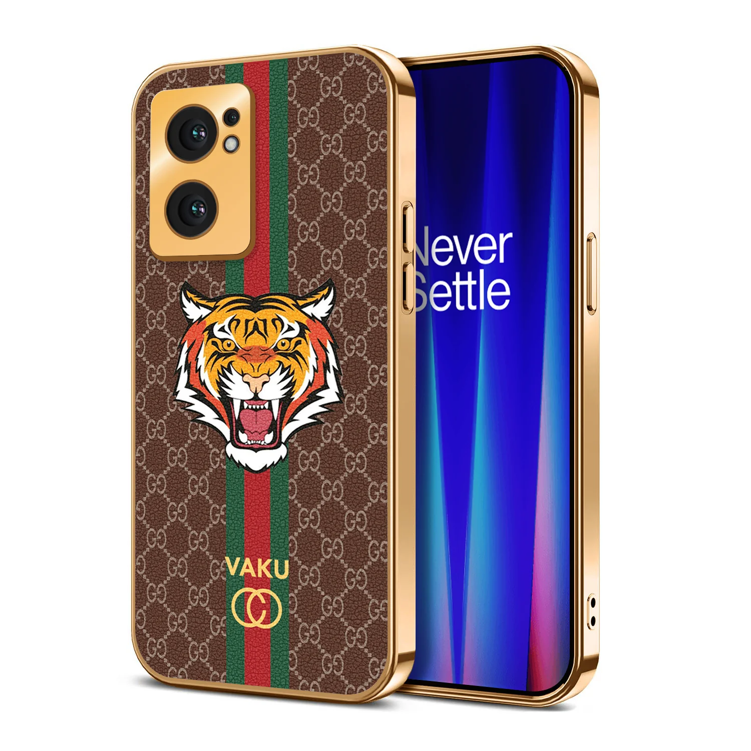 Vaku ® OnePlus Nord CE 2 5G Lynx Designer Leather Pattern Gold Electroplated Soft TPU Back Cover Case - Image 12
