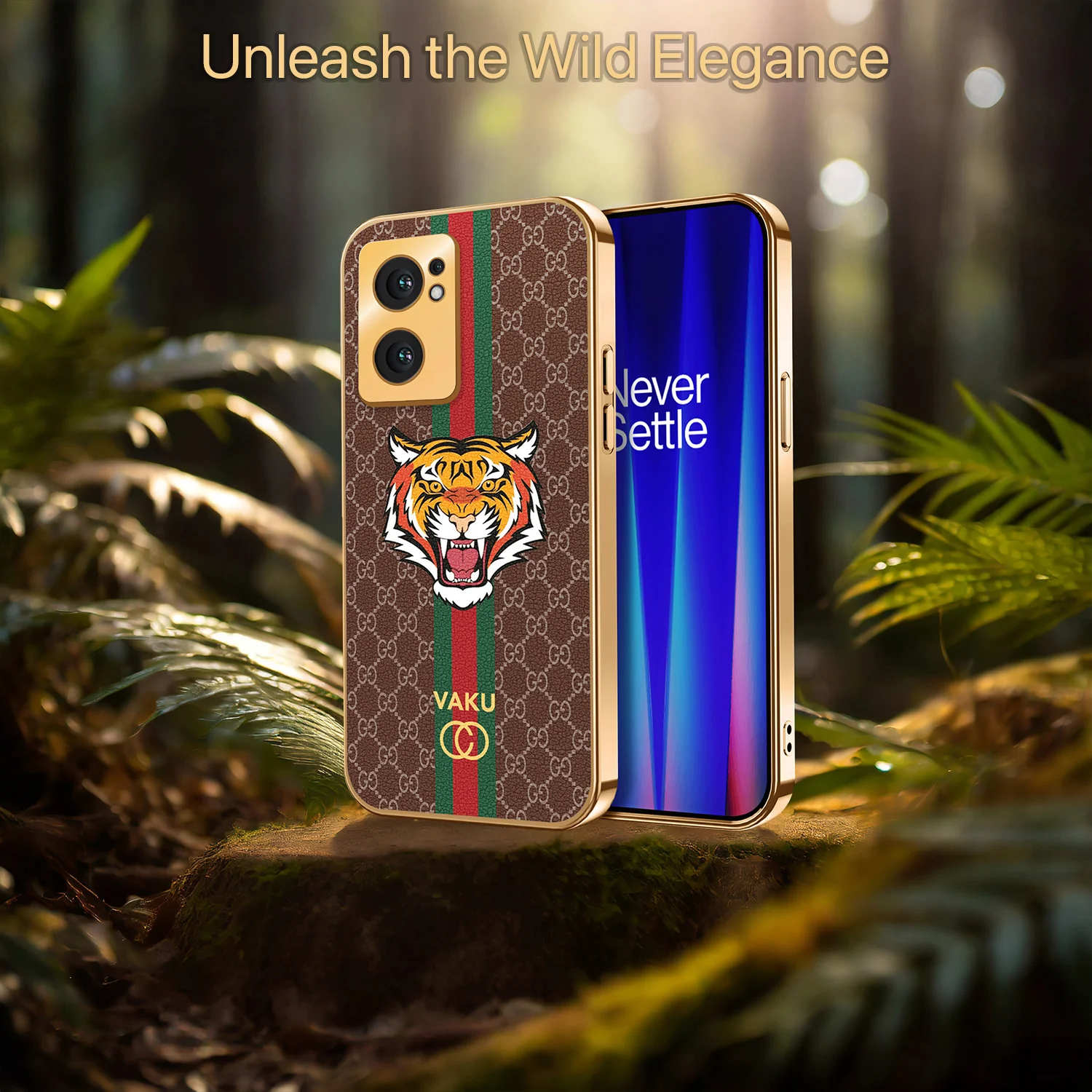 Vaku ® OnePlus Nord CE 2 5G Lynx Designer Leather Pattern Gold Electroplated Soft TPU Back Cover Case - Image 13